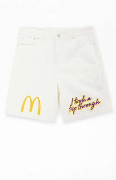 Mcdonaldland Men's Trip Baggy Denim Shorts In Cream In White