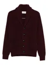 Mcgeorge Button-up Ribbed Cardigan In Burgundy