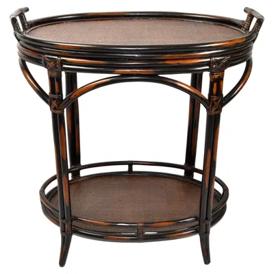 Pre-owned Mcguire 1970s Dark Brown  Style Two-tier Tray Table Kitchen Cart, Serving Stand