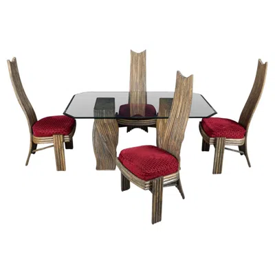 Pre-owned Mcguire 20th Century American Dining Table & Four Chairs By  In Brown