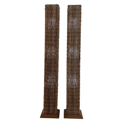 Pre-owned Mcguire A Pair Of Palacek Floor Lamps. In Brown