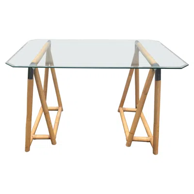 Pre-owned Mcguire Bamboo And Chrome Sawhorse Table In Brown