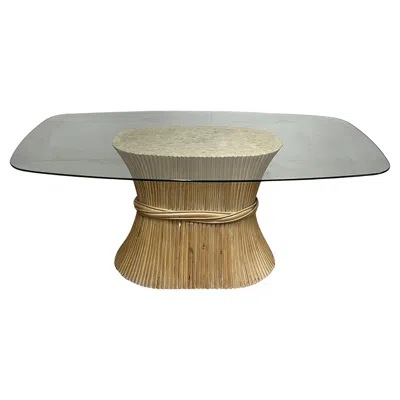 Pre-owned Mcguire Bamboo And Glass Dining Table In Brown