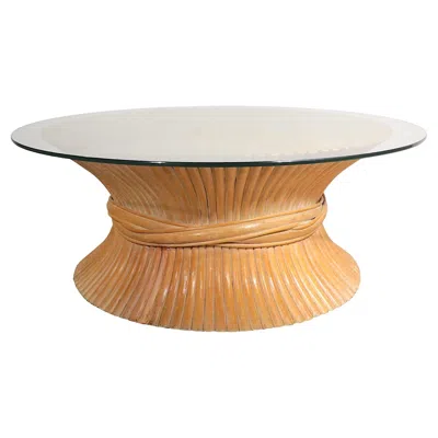 Pre-owned Mcguire Bamboo Base Glass Top Coffee Table By  In Sand