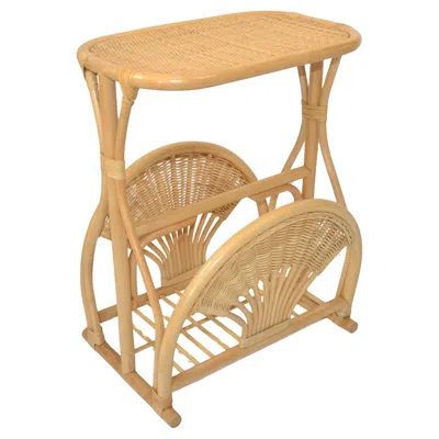 Pre-owned Mcguire Bamboo Cane Wicker Mid-century Modern Side Bedside End Sofa Table Magazine Stand In Brown