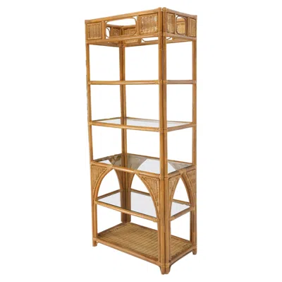 Pre-owned Mcguire Bamboo Rattan Decorative Shelf Etagere In Brown