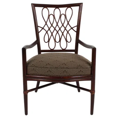 Pre-owned Mcguire Barbara Barry For  Rattan Or Wicker Arm Desk, Dining Or Occasional Chair In Black