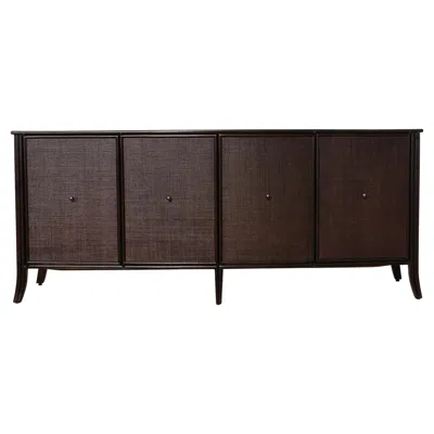 Pre-owned Mcguire Barbara Barry  Rattan Oak Raffia Sideboard Buffet In Brown