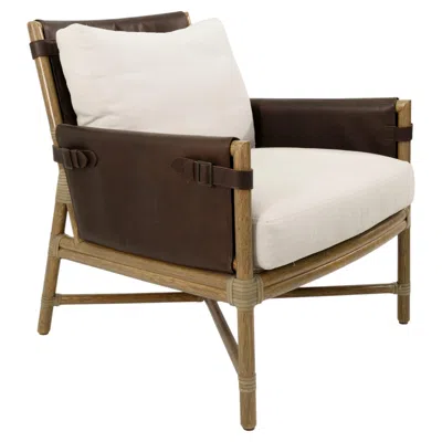 Pre-owned Mcguire Bercut Chocolate Leather And Rattan Lounge Chair In Brown