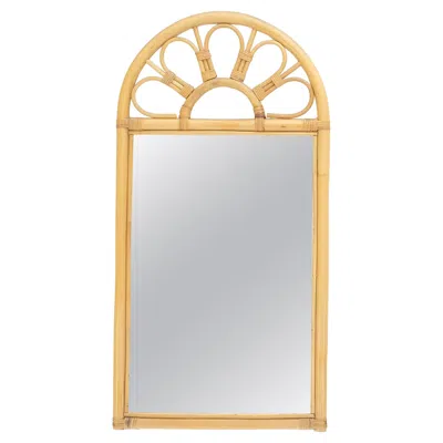 Pre-owned Mcguire Blond Bamboo Ratan Dome Top Shape Mid Century Modern Wall Mirror Mint! In Sand