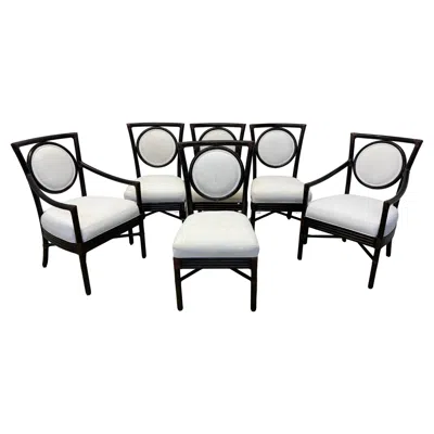 Pre-owned Mcguire Brown Leather Wrapped Bamboo Dining Chairs - Set Of Six