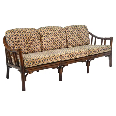 Pre-owned Mcguire C-1 Rattan Three Seat Sofa In Brown