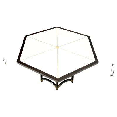 Pre-owned Mcguire Ebonised Bamboo Brass Inlay Mahogany Top Hexagon Card Game Poker Table Mint! In Brown