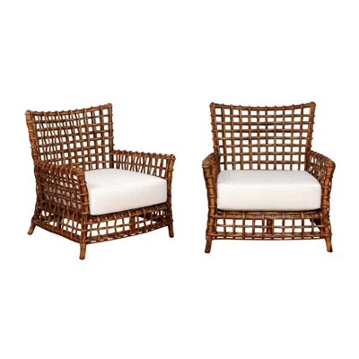 Pre-owned Mcguire Fabulous Pair Of Caramel Rattan And Cane Club Chairs - 2 Pair Available In Brown