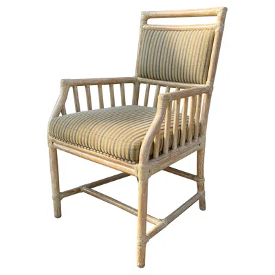 Pre-owned Mcguire Four  Arm Chairs With White Washed Finish, Great Scale For Comfort Chic.