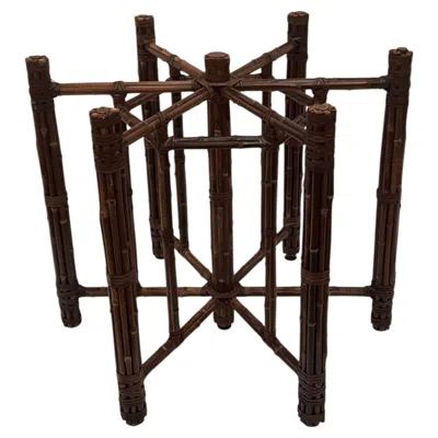 Pre-owned Mcguire Handsome  Organic Modern Bamboo Leather Wrapped Dining Table Base In Black