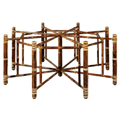 Pre-owned Mcguire Large Elegant Restored Vintage Circular Dining Or Center Table By  In Brown