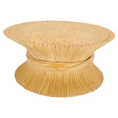 Pre-owned Mcguire Large Round Sheath Of Bamboo Round Coffee Table Mid Century Modern  Mint! In Orange