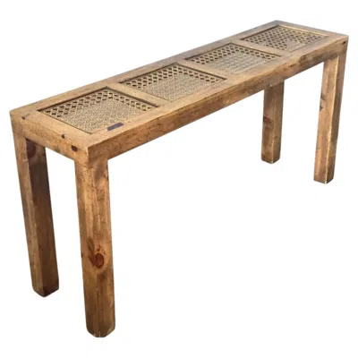 Pre-owned Mcguire Late 20th Century Mid-century Modern Sculptural Wood And Cane Console Table In Brown