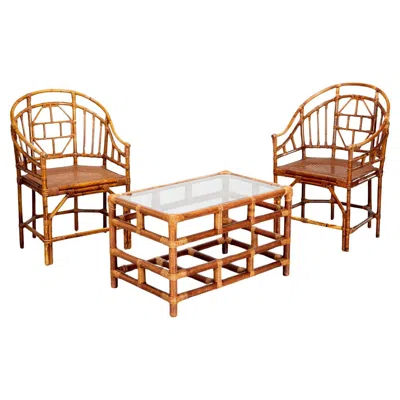 Pre-owned Mcguire Mcm  Style Brighton Pavilion Bamboo Lounge Set, Billy Baldwin Provenance In Brown