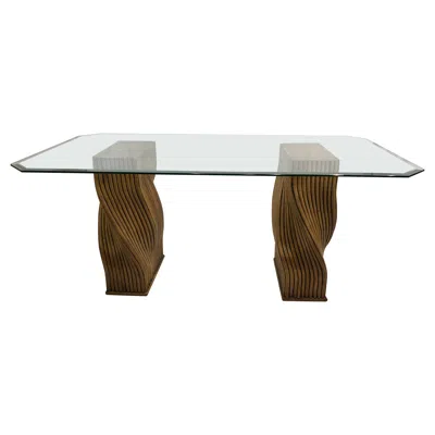 Pre-owned Mcguire Mehitabel  Twisted Pedestal Bamboo Dining Table Midcentury Boho 1970s In Brown