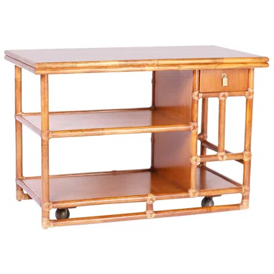 Pre-owned Mcguire Midcentury  Faux Bamboo Bar Cart In Brown