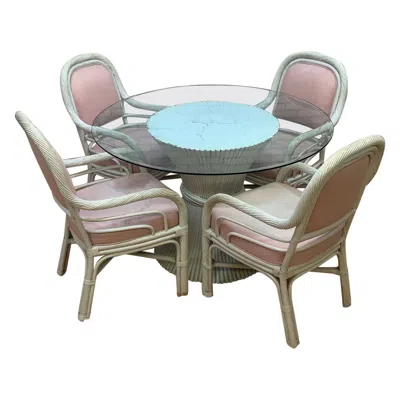 Pre-owned Mcguire Mid-century Modern  Cane, 6 Piece Dining Set In Gray