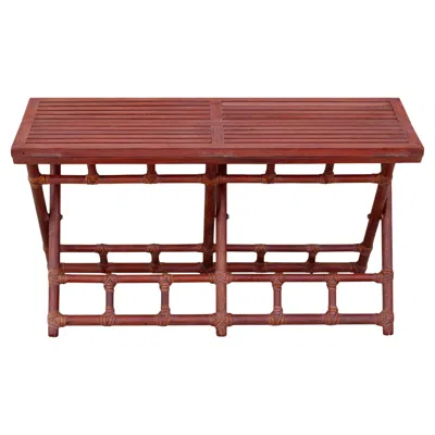 Pre-owned Mcguire Oak, Rattan And Rawhide Folding Table Or Bench In Brown