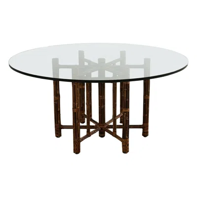 Pre-owned Mcguire Organic Modern Bamboo Iron Frame Round Dining Table In Gray