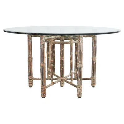 Pre-owned Mcguire Organic Modern Bamboo Rattan Hexagonal Dining Table In Brown