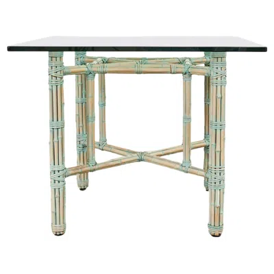 Pre-owned Mcguire Organic Modern Bamboo Rattan Square Dining Table In Gray