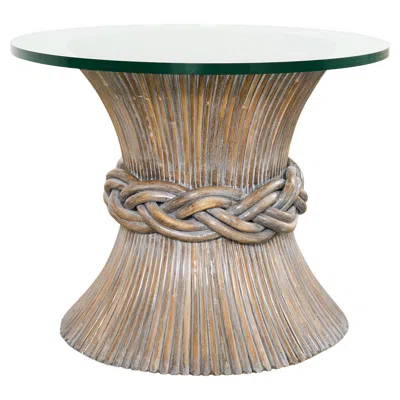 Pre-owned Mcguire Organic Modern Cerused Rattan Bamboo Drinks Table In Brown
