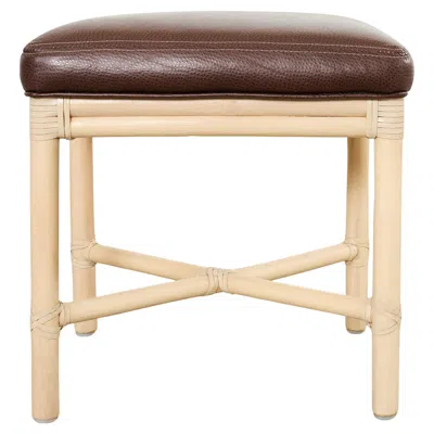 Pre-owned Mcguire Organic Modern Lacquered Rattan Foot Stool Bench In Sand