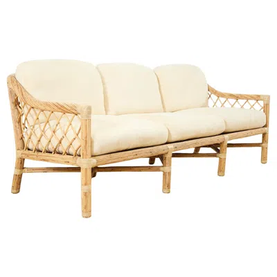 Pre-owned Mcguire Organic Modern Pencil Reed Rattan Sofa Settee In Brown