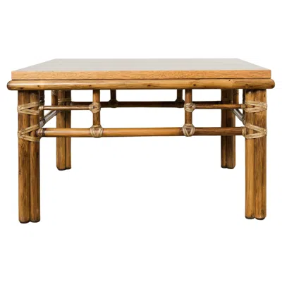 Pre-owned Mcguire Organic Modern Rattan Oak Cocktail Coffee Table In Brown