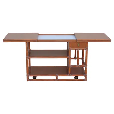 Pre-owned Mcguire Organic Modern Rattan Serving Cart Buffet With Expandable Top In Brown