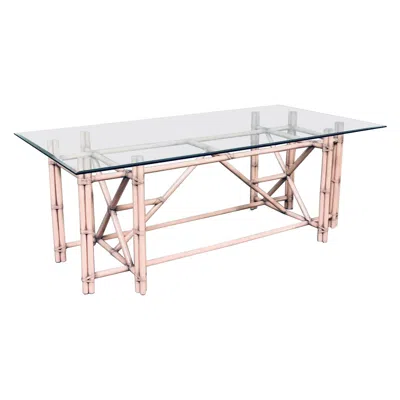 Pre-owned Mcguire Organic Monumental Faux Bamboo Glass Top Dining Table In The Style Of  In Brown
