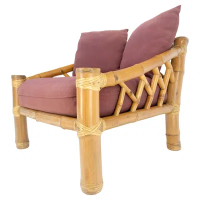 Pre-owned Mcguire Oversized Extra Wide Thick Bamboo Base Asian Style Lounge Chair Super Comfy Mint In Brown