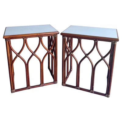 Pre-owned Mcguire Pair Of Bamboo End Tables By  In Brown