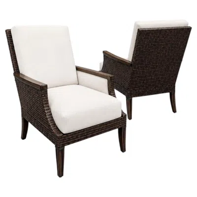 Pre-owned Mcguire Pair Of Exquisitely Aged Espresso Cane Club Chairs By  In Black
