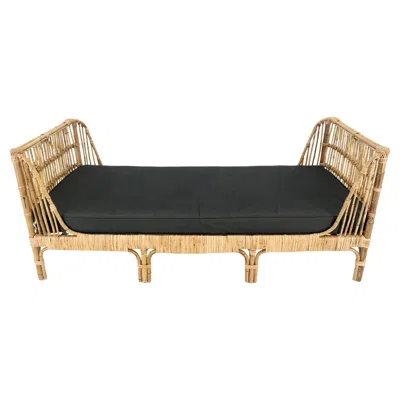 Pre-owned Mcguire Rattan Bamboo Daybed Black Linen Cushion Mid Century Modern Style Mint