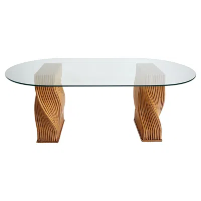 Pre-owned Mcguire Sculptural Glass Bamboo Desk Or Dining Table By Mc Guire, United States 1970 In Sand