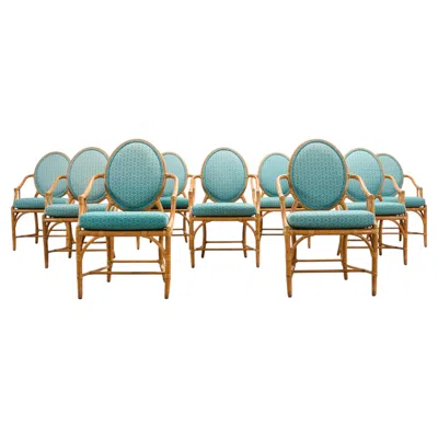 Pre-owned Mcguire Set Of Ten  Organic Modern Rattan Cane Dining Chairs In Gray