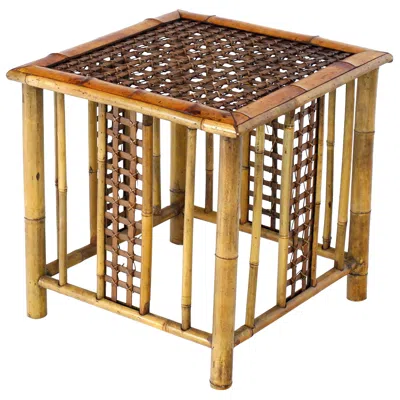 Pre-owned Mcguire Square Bamboo Occasional Side End Table In Brown