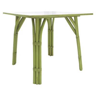 Pre-owned Mcguire Square Light Green Faux Bamboo Rattan Game Table Mid Century Modern Mint!