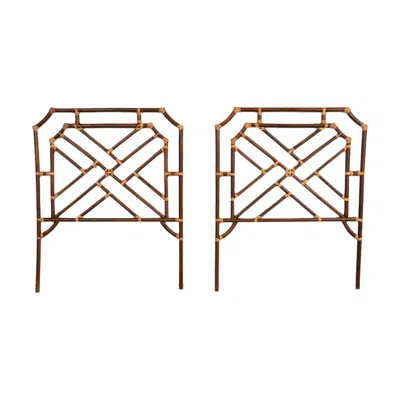 Pre-owned Mcguire Style Organic Modern Bamboo Rattan Twin Headboards, Pair In Brown