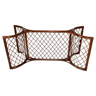 Pre-owned Mcguire Style Rectangle Bamboo Wood Reed Mid-century Modern Dining Table Base In Brown