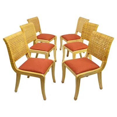 Pre-owned Mcguire Style Set Of Six Pencil Reed And Cane Dining Chairs Circa 1970s In Brown