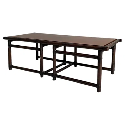 Pre-owned Mcguire Usa Rattan And Wood Coffe Table By Lyda Levi For , 1970s In Brown