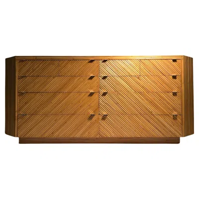 Pre-owned Mcguire Vintage Bamboo Rattan Sideboard Credenza Dresser Milo Baughman / Karl Springer In Brown